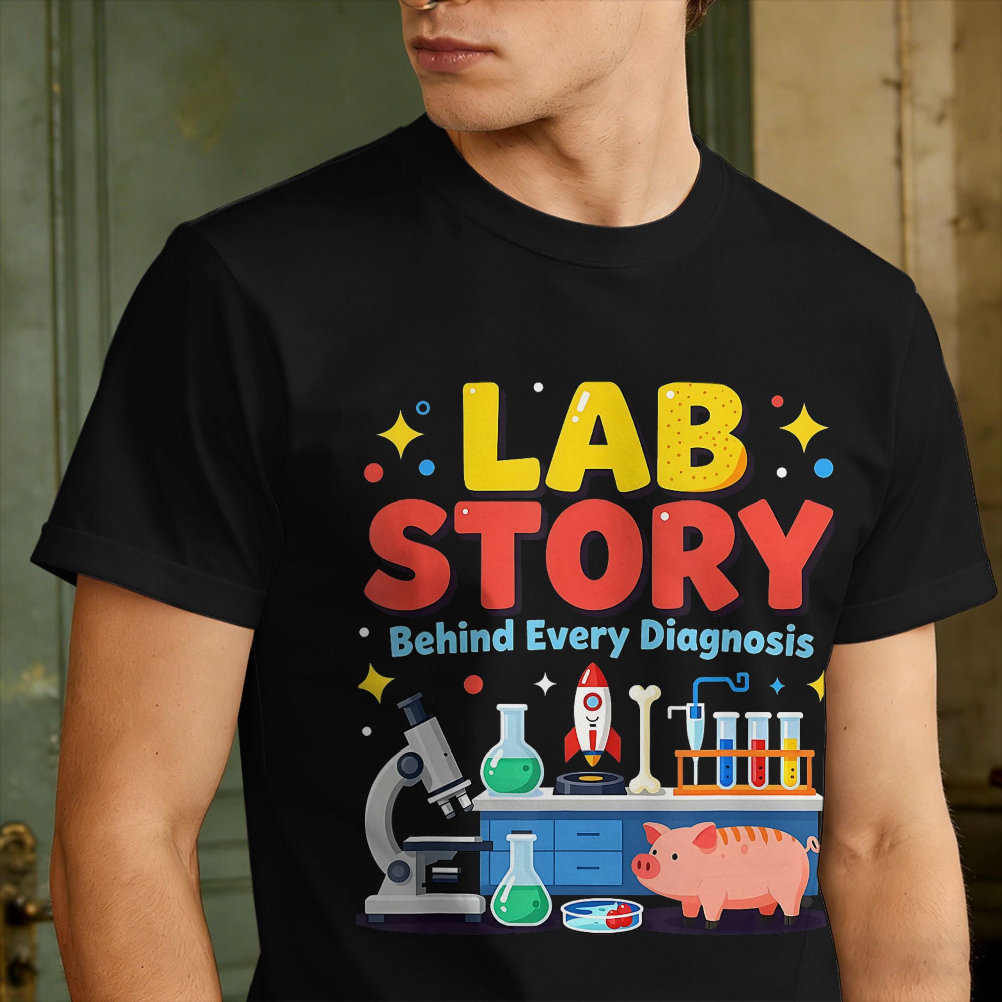 تي شيرت رجالي من القطن بأكمام  - مراجعة Medical Lab Week وسعره